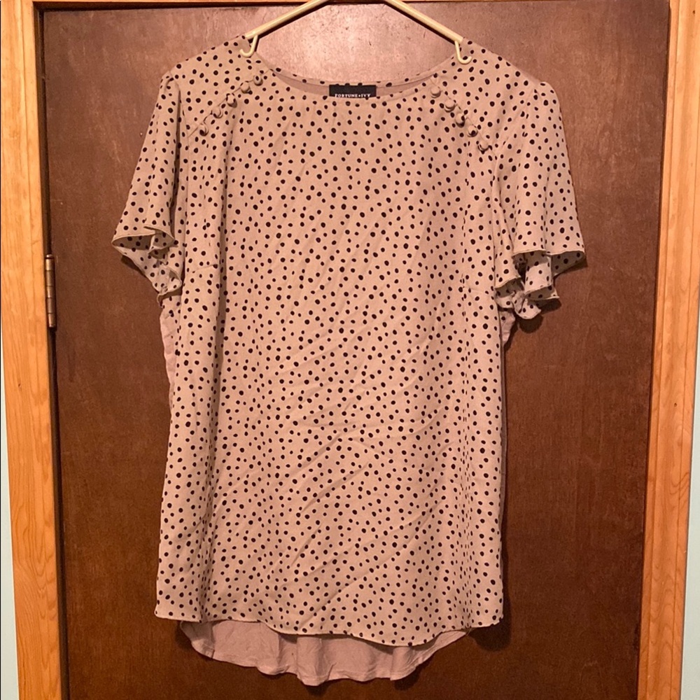 Tan Flutter Sleeve Relaxed Blouse